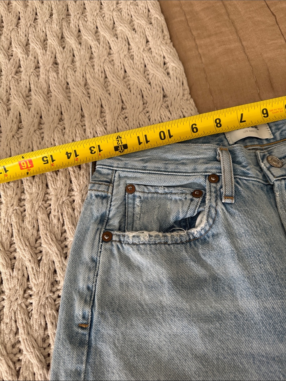 Agolde Riley Light Blue Straight Leg Ripped Jeans - Picture 7 of 7